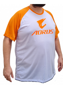 Camiseta Gamer AORUS Branca/LARANJA Adulto - EXPRESS YOURSELF